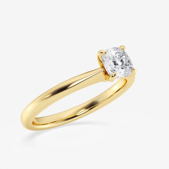 3/4 ctw Cushion Lab Grown Diamond Petite Solitaire Engagement Ring - Picture 6 of 6